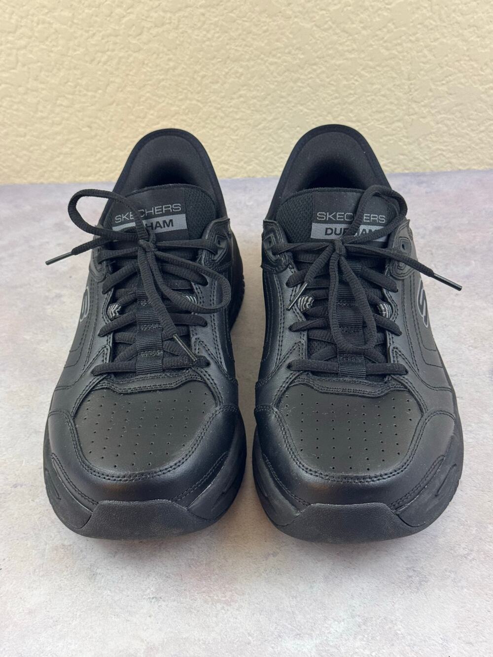 Skechers Slip-ins Durham Black Leather Lace-Up Memory Foam Sneaker 10.5 X-Wide